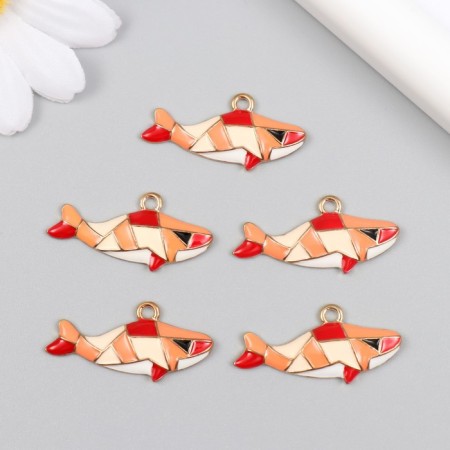 Decor for creativity metal, enamel "Orange shark" gold 0.3x3.1x1.5 cm-2