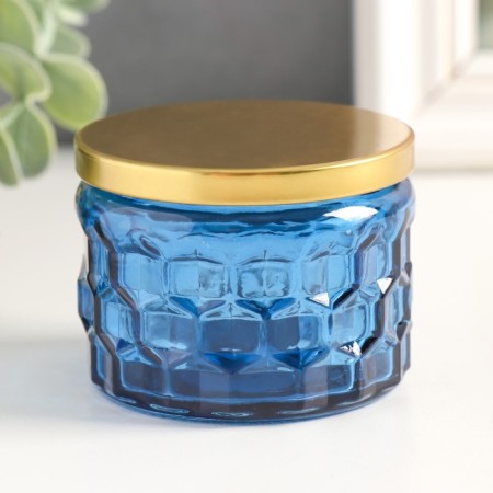 Bank for candles glass with a lid "Sot" blue 5x7x7 cm, mix-2