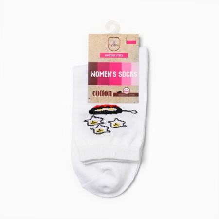 Women's socks "Eggs", white color, rr 23-25-2