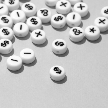 Acrylic bead "Symbols" mix, 7 × 4 mm, set 10 g, black and white color-1