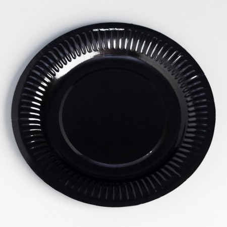 Disposable plate "black" laminated, cardboard, 18 cm-1