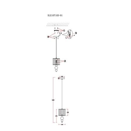 Suspension EVOLUCE. Sle107103-01. Pazione. 1x40 W, E27, 14x14x26 cm, chromium color-6