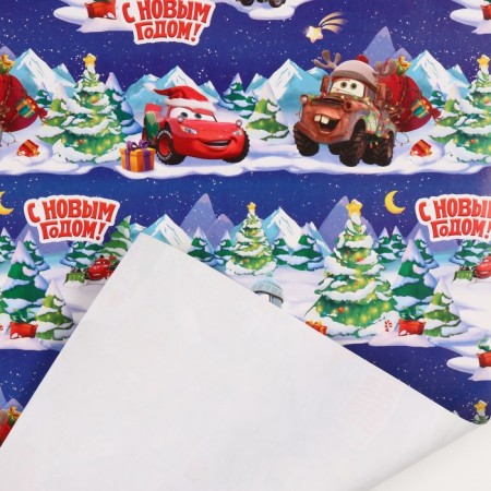 New Year. Packaging paper, 70x100 cm, wheelbarrows-2
