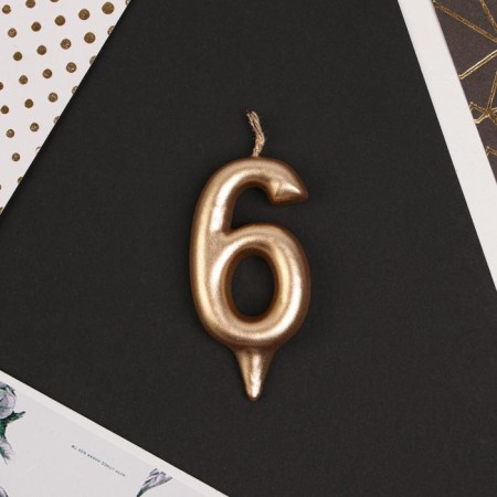 Candle for the cake, number "6", champagne.-2