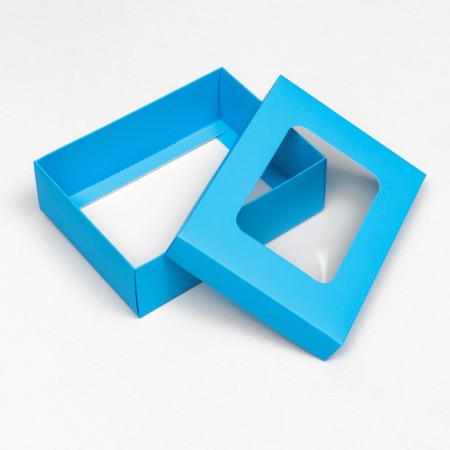 The box is folding, the lid is, with a window, turquoise, 16.5 x 12.5 x 5.2 cm-3