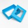 The box is folding, the lid is, with a window, turquoise, 16.5 x 12.5 x 5.2 cm
