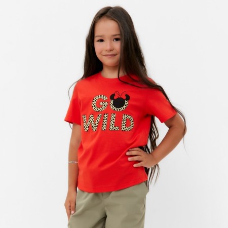 Children's T-shirt "Go Wild" Minnie Mouse, height 110-116, red