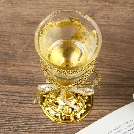 Climber Plastic, glass for 1 candle "Heart and Bant" Gologa Gold 12.5x6.3x6.3cm-6