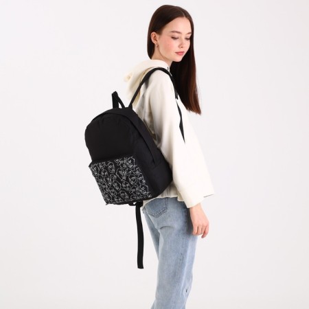 Backpack school youth One Line, 29x12x37 cm, lightning departure, external pocket, refinery, black-10