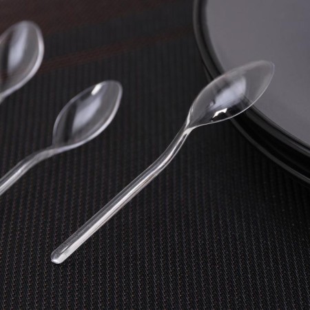 A disposable plastic spoon for buffet, 10 cm, transparent color, 50 pcs/un-1