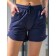 Women's shorts ise, size 50 cm, dark blue color, pink