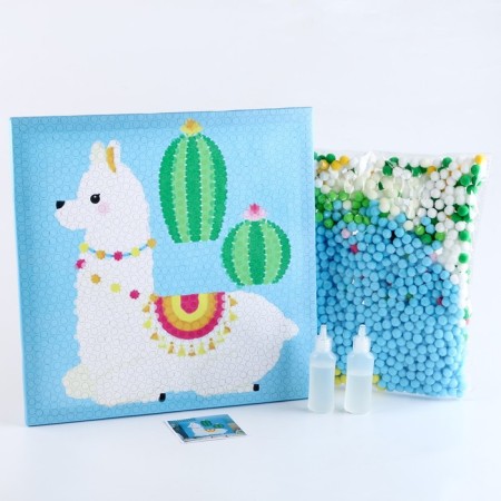 Application with pompom "Lama and cacti" size - 30 × 30 cm, glue 30 ml