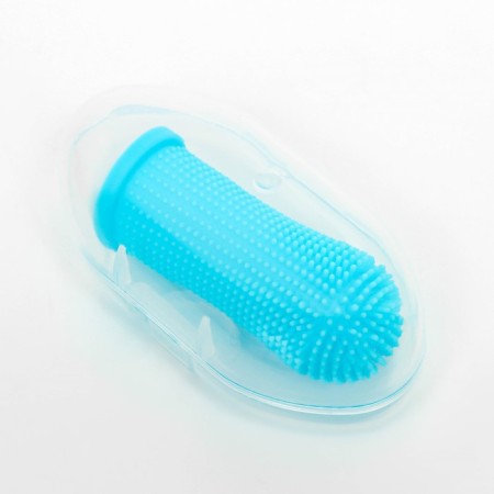 Brush for brushing animal teeth, 5.5 x 2.5 cm, blue, container 7 x 4 cm-2
