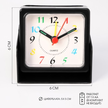 Classic alarm clock, discrete move, D-5 cm, 6 x 6 cm, mix-3