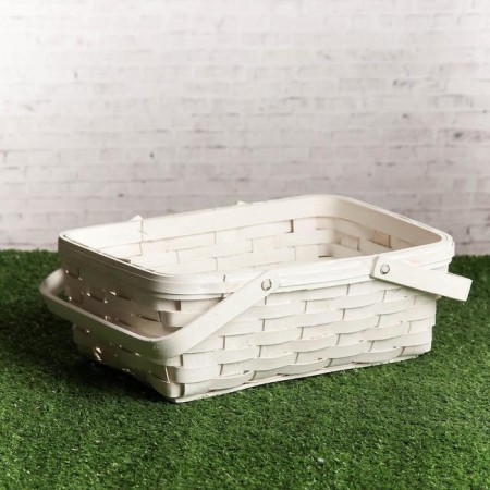 Basket "Black", White, 31.5 × 12 × 25.5 cm, veneer