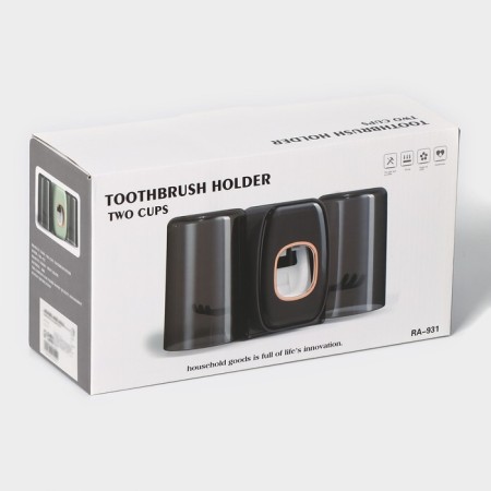 Holder for toothbrushes with a toothpaste, a glass of 2 pcs, 20 × 10.2 × 6.2 cm, black color-8