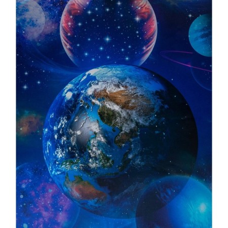 Curtain Blackout "Cosmos", size 140x260 cm, blue color-1