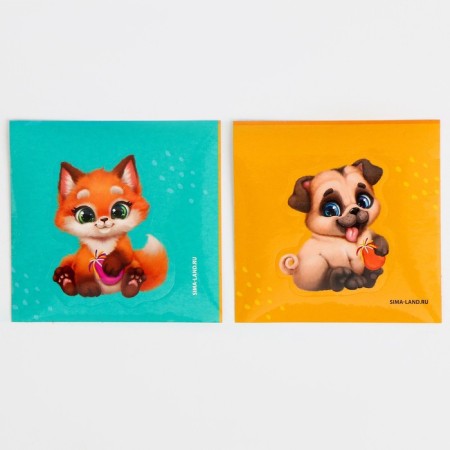 Metal puzzle with puzzles and stickers "Cute animals", mix-4