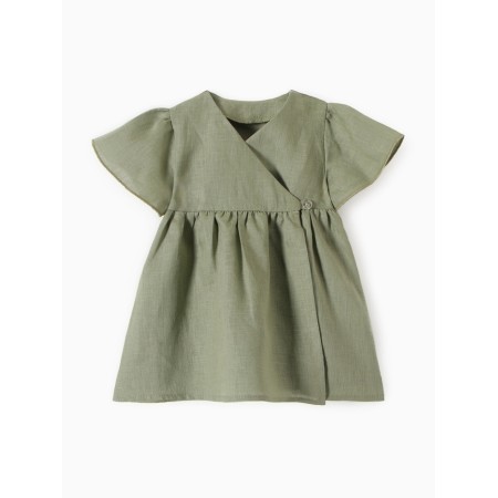 Платье детское Крошка Я Linen, р. 68-74, зеленый-5