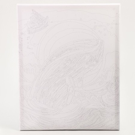 Picture on numbers on a canvas with a subframe with a gold paint "Kit in the ocean", 40 x 50 cm-3