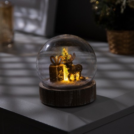 LED figure "Ball with a deer" 8 × 8.5 × 8 cm, wood, plastic, batteries AG13x3, glow warm white