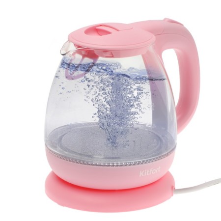Electric kettle KitFort KT-653-2, glass, 1 l, 1100 watts, pink