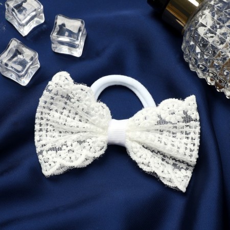 Hair elastic band Bant "Schoolgirl" Lace Ornament, 10x6 cm, white