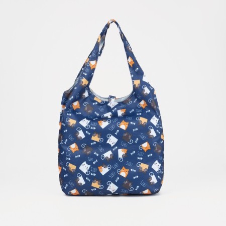 Household bag on the button, folding, blue color-1