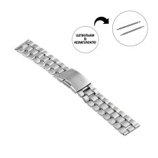 Watch strap, 22 mm, L-17.4 cm, spinks in the kit, silver