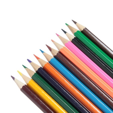 Pencils colored 12 colors, "machine", wooden building, hexagonal-2