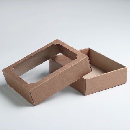 Box of a team without printing a lid is a brown with a window 18 x 15 x 5 cm-1