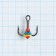 Triple hooks for Lucky John lure with colored drops, color Gyf, No. 06, 10 pcs.