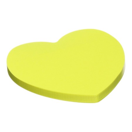 Block with a sticky edge paper 70x70mm, Erichkrause "Heart Neon", 50 sheets, yellow