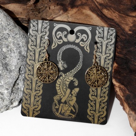 Earrings "Asgard" Symbols, color black gold-1