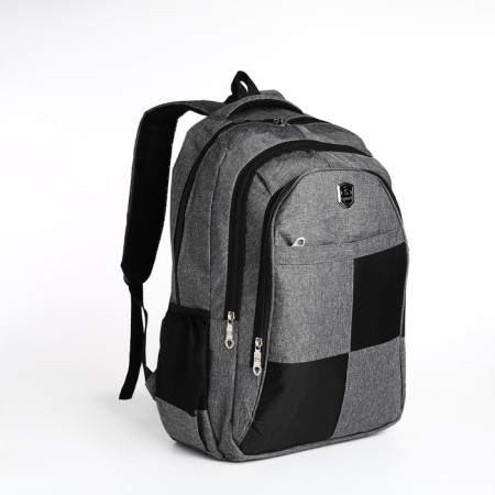 Youth backpack from textiles, 2 departments, 4 pockets, gray color-2
