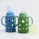 A bottle in a silicone case, glass, classic throat, +3 months, 120ml., Mix color for a boy