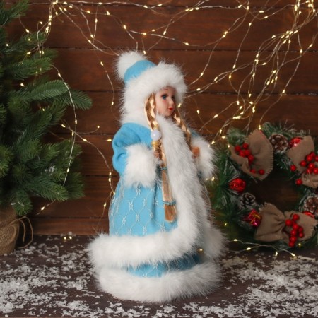 Snow Maiden "in a fluffy fur coat, with a flashlight" moves, with a backlight, 40x20 cm, blue-1