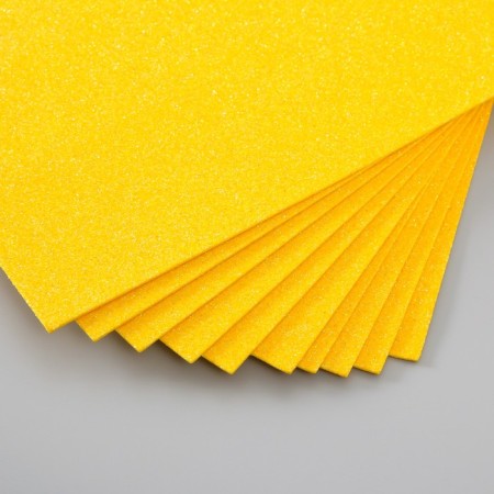 Foamiran glitter 2 mm, 20x30 cm, yellow-2