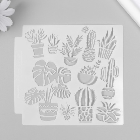 Plastic stencil "indoor plants" 13x13 cm-3