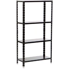 Rabberry for a warehouse, metal, floor, 4 shelves, 150 × 75 × 30 cm, black
