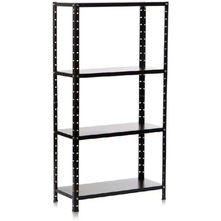 Rabberry for a warehouse, metal, floor, 4 shelves, 150 × 75 × 30 cm, black