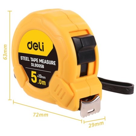 Deli DL9005B 98279 roulette, shockproof case, 5 m x 19 mm-2
