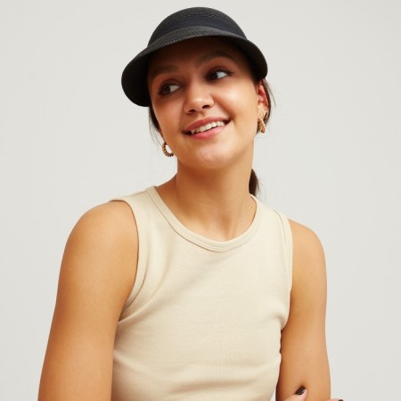 Female wicker cap minaku black color, river 58-1