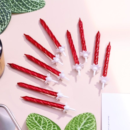 Candles in the cake "Spiral", 6 cm, ruby, set 10 pcs-1