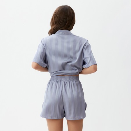 Female pajamas (shirt and shorts) KAFTAN SILK "strip" r.40-42, blue-4