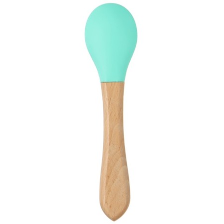 A spoon for nursery for feeding crumb I (silicone, bamboo), turquoise color-2