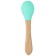 A spoon for nursery for feeding crumb I (silicone, bamboo), turquoise color