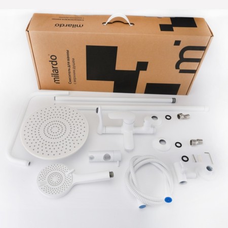 The shower system Milardo Rora Rorwt4FM06, tropical shower, shower, brass, white-4