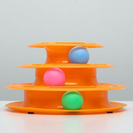 Game complex "Piggon" for cats with 3 balls, 24.5 x 24.5 x 13 cm, orange-1
