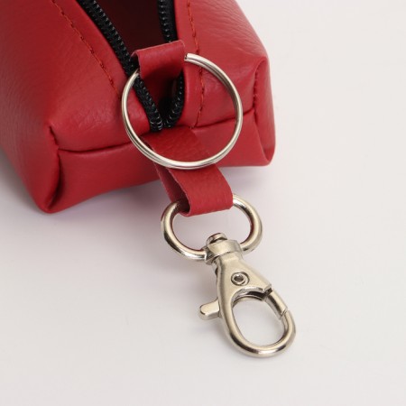 Key of zipper, length 16 cm, ring, carbine, red color-1